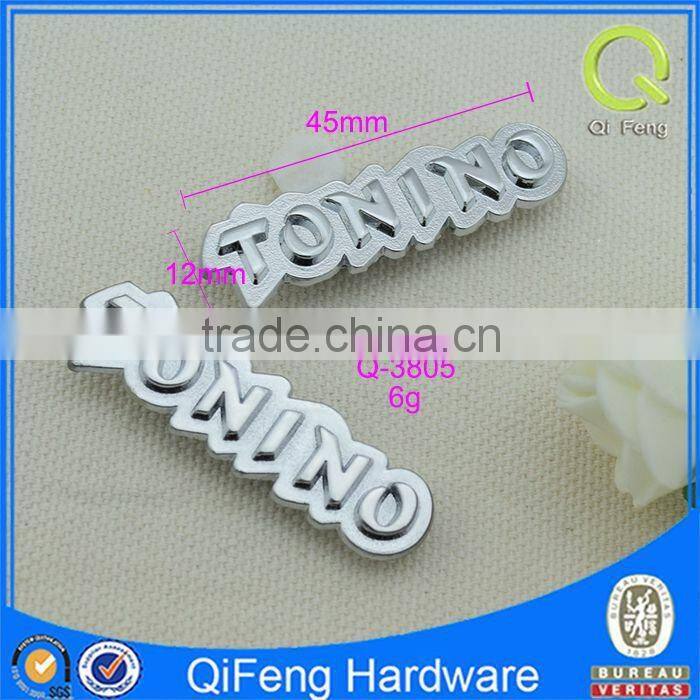 Q-3805 custom handbag metal tags silver unblemished logo plate