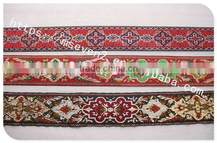 Newest 4.3cm width ethnic embroidery webbing polyester for garment/bag