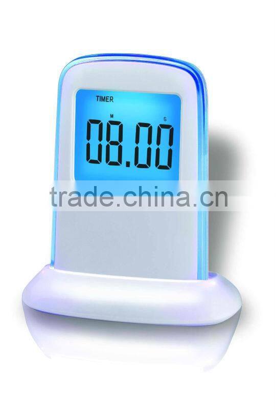 pushing panel seven color changing LED wake up digital table alarm clock