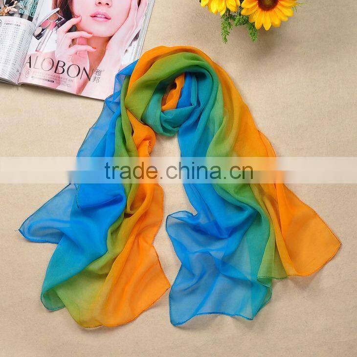 2014 Fashion Women Girls Gradient Wrap Lady Shawl Stole Silk Chiffon Scarf Wholesale