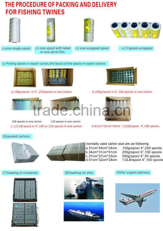 210d twisted 100% polyester twine for fishing net twine