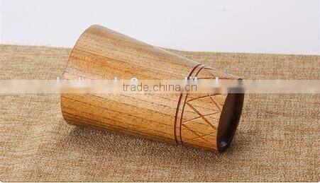 Wooden cylinder shaped tea mugs
