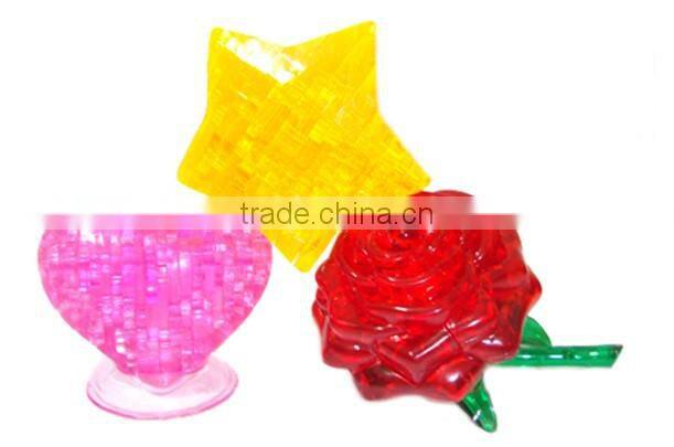 sweet heart 3D crystal pink heart jigsaw house decor toys