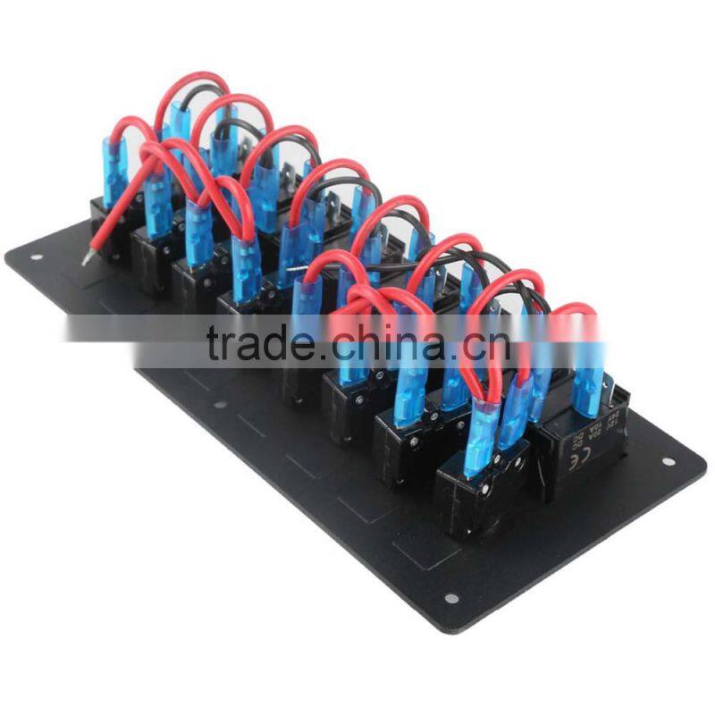 Waterproof Aluminium 12/24V 8 Gang Switch Panel Boat LED Rocker Circuit Breakers