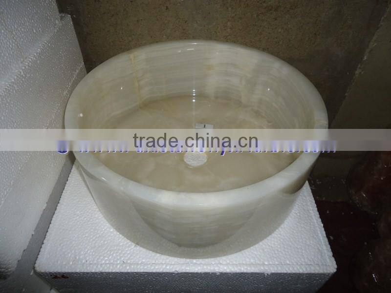 Stylaish PURE WHITE ONYX ROUND BOWL SHAPED SINKS AND BASINS