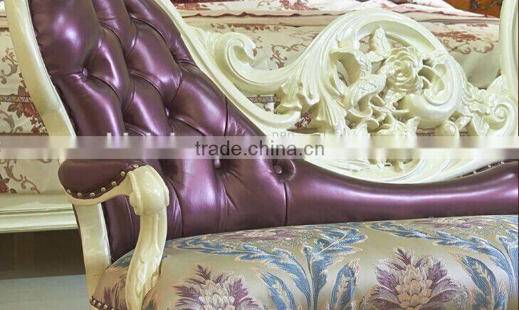 European Style Bed End Stool, Beautiful Designed Wood Carved Chaise Lounge Chair, Palace Princess Sofa Chair (BF01-ML026)