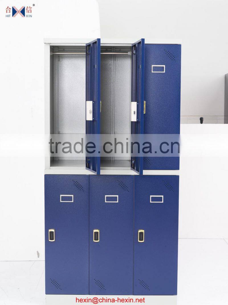 Modern kd 6 door steel clothes cabinet, wardrobe furniture