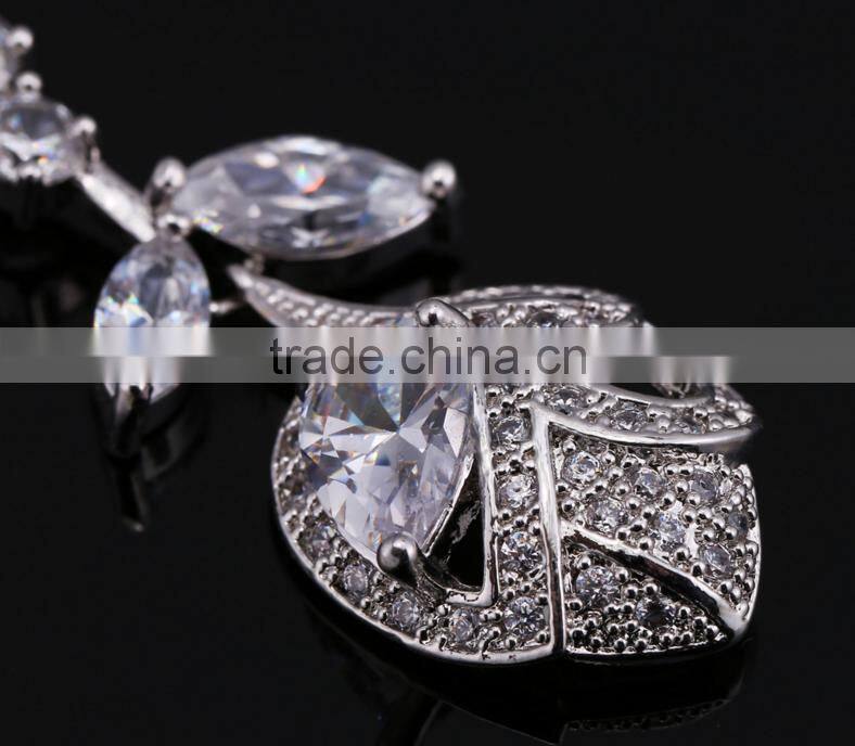 Wholesale Stock Small Order Fashion Women Long Style Rose Flower Zircon Earrings