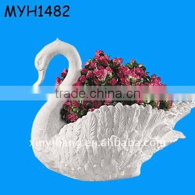 swan art white ceramic vase