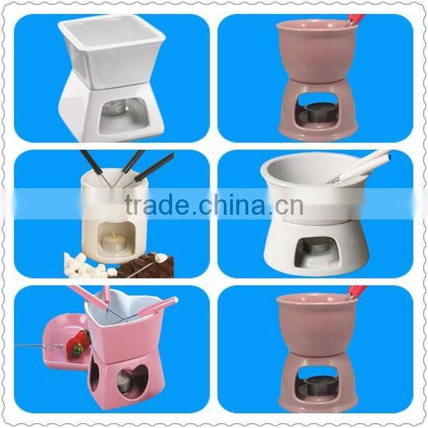 Brown Ceramic Candle Mini Chocolate Fondue Set