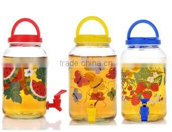 1 gallon decorating beautiful glass sun tea jar with plastic tap carring loops