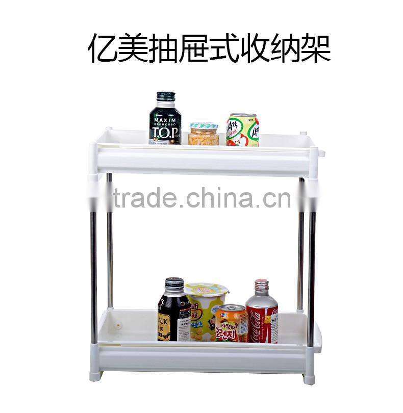 New plastic kitchen storage stool telescopic drawer Kitchen shelf