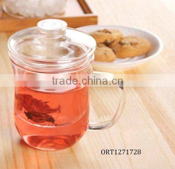 High quality clear borosilicate double wall glass cup with lid for coffee and tea