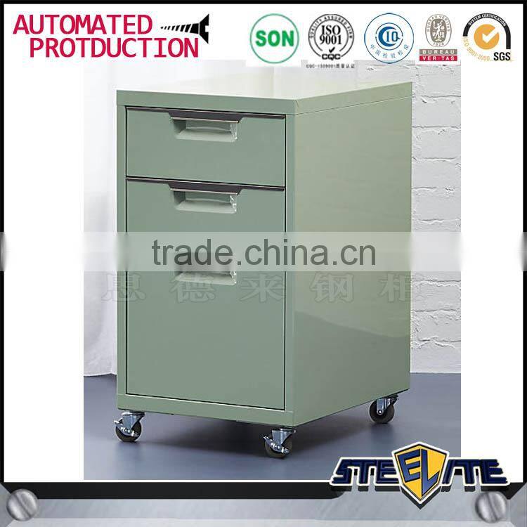 China waterproof file storage cabinet blue 3 drawer mobile pedestal cabinet in stock