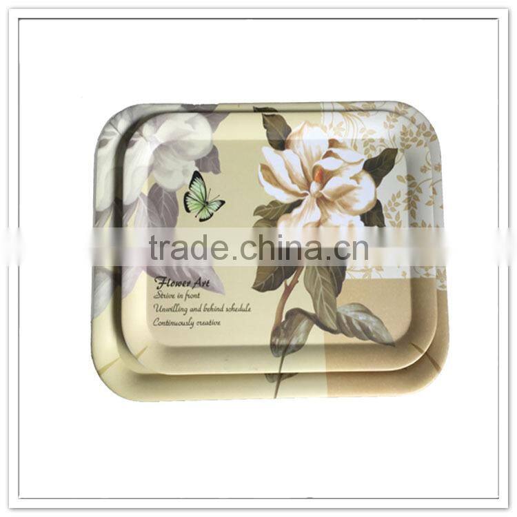 Blossom flower printed custom melamine tray for coffee / tea time