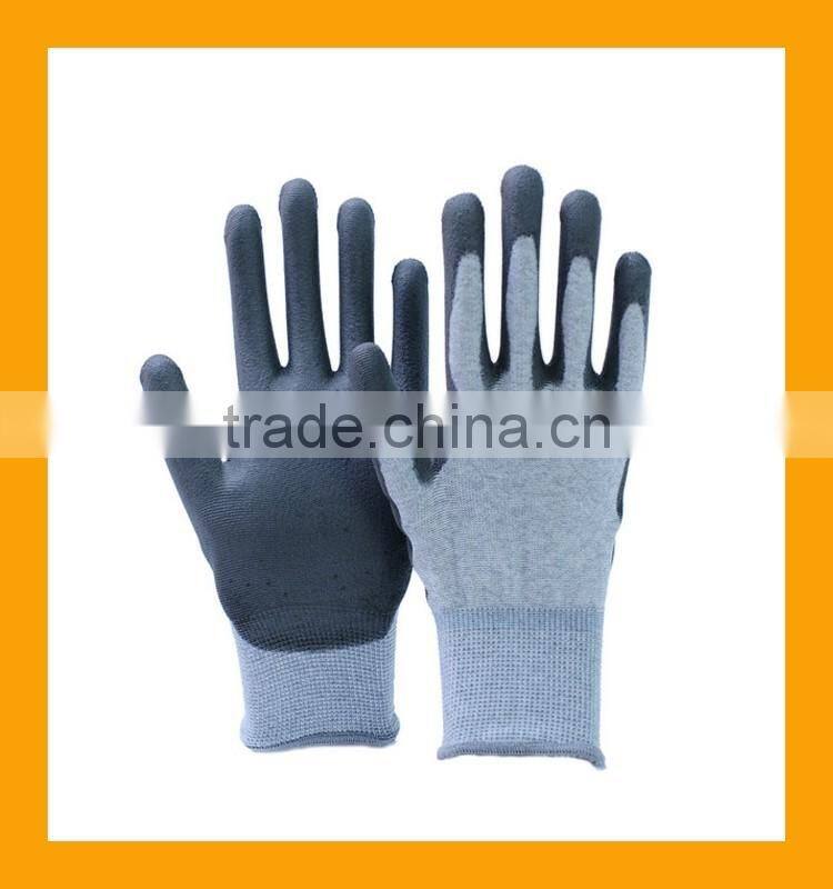 EN388 4131 Carbon ESD PU Gloves Palm Coated Black PU Safety Gloves