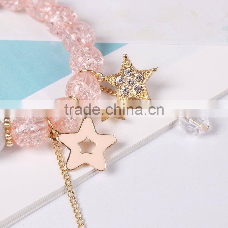 gold rhinestone star charms crystal bead bracelet