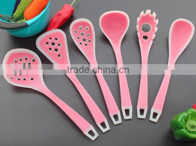 CK-3121 Food grade FDA & LFGB 6pcs gadget silicone kitchen cooking tools set eco silicone kitchen utensil set with PP handle