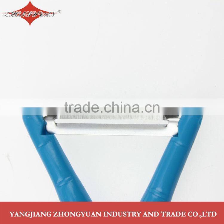 Stainless steel peeler with Victory shaped ABS handle