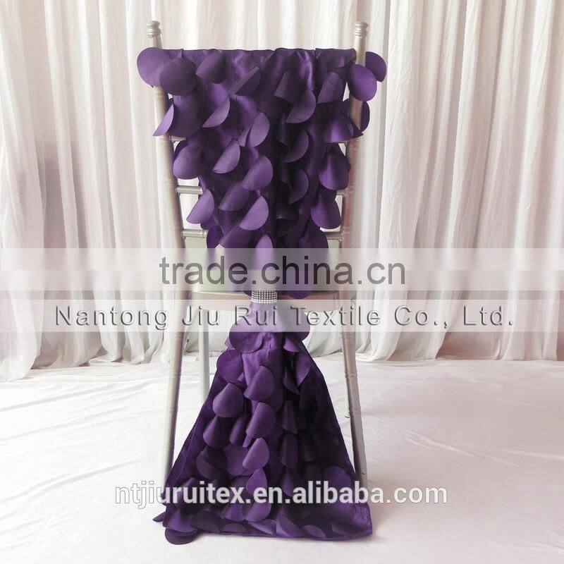 35cm*200cm 3D Taffeta Chiavari Chair Sash 20PCS A Lot Free Shipping (Purple Wafer & Cream Leaf Shape) 2 Style Can Be Choose