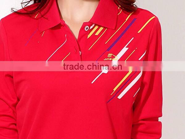 New design long sleeve dri fit polo shirt china factory couple printing polo shirt