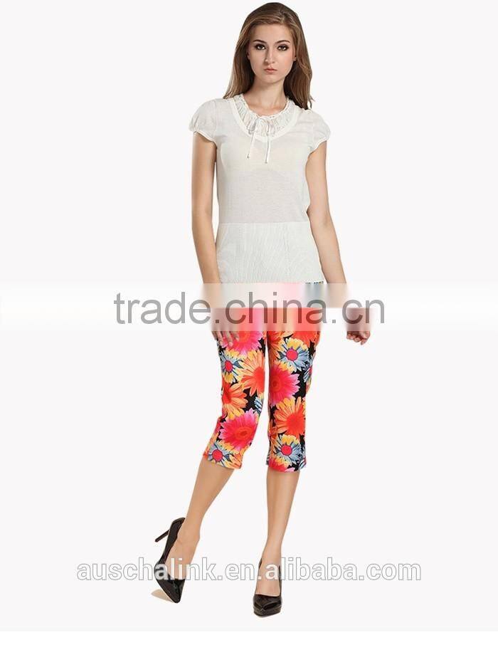 auschalink summer lady cool beach print colored cotton boho pants