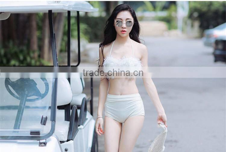 China Distributors Latest design solid sexy mesh swimwear white