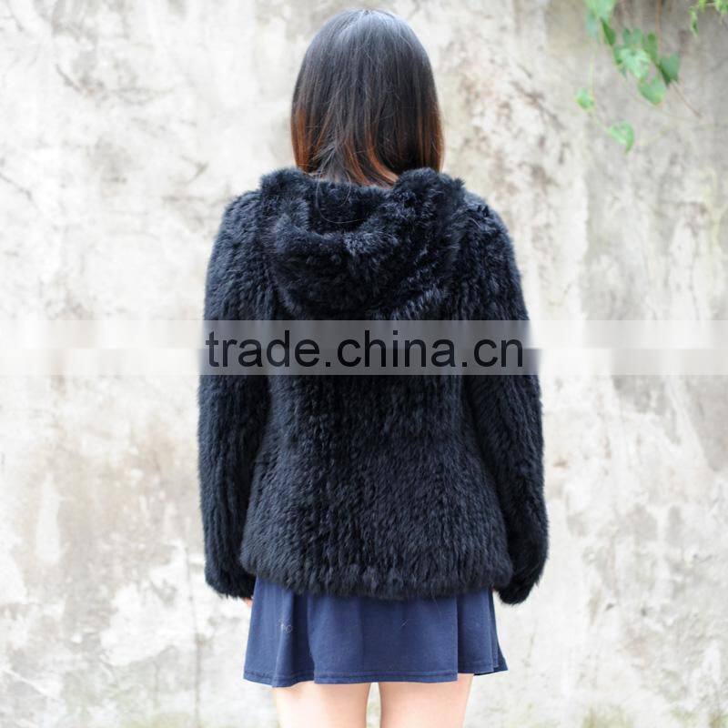 CX-G-A-44B Top Quality Genuine Rabbit Fur Garment/ Real Fur Jacket Winter Women