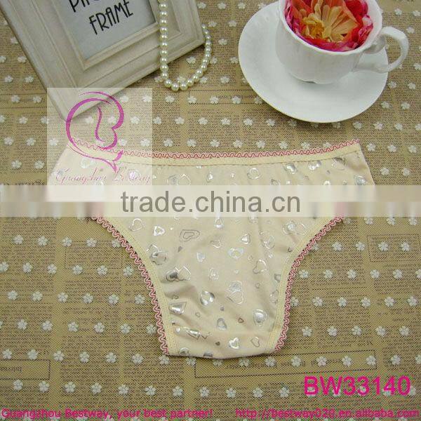 Fancy cute silver sweet heart printed women underclothes