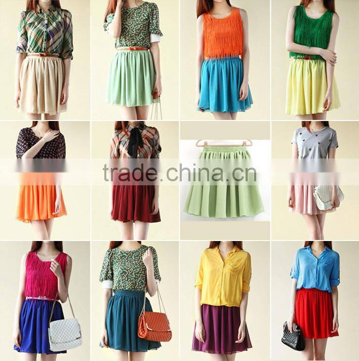 2015 Latest Hot sell Fashion popular girls chiffon mature women short skirt