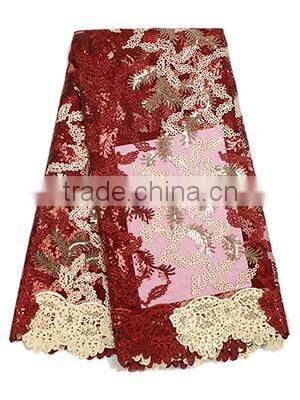 Wholesale African Wedding Lace Fabric Emboridery Dubai Lace With Sequins FL0184