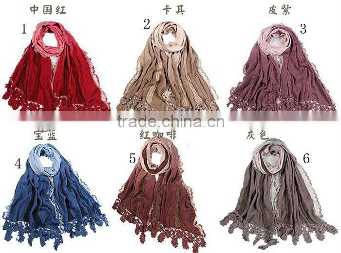 Fashion lace popular scarf for fall&spring