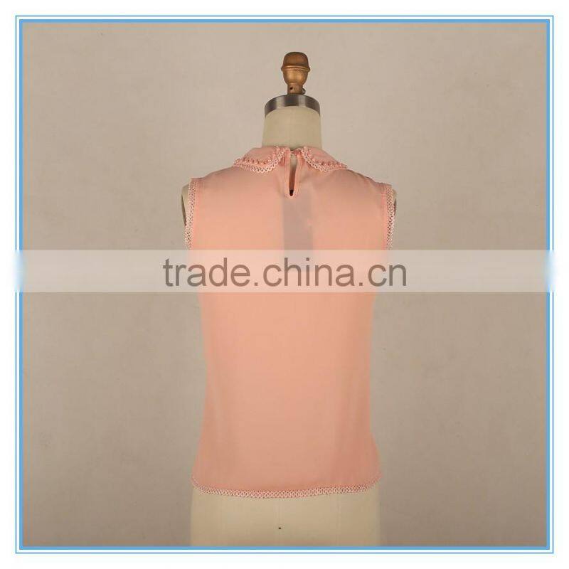 Latest Design Girls Sleeveless Top Kid Clothes 2016 Summer Beaded Design