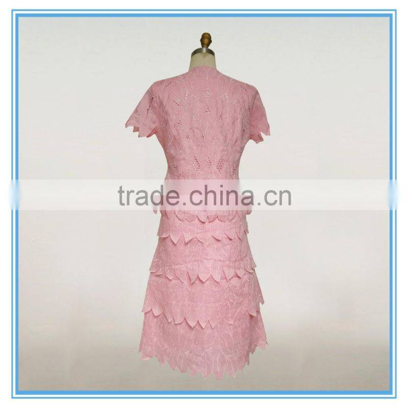 Fashion feminine short-sleeved waist was thin ladies lotus leaf dresses and church suits