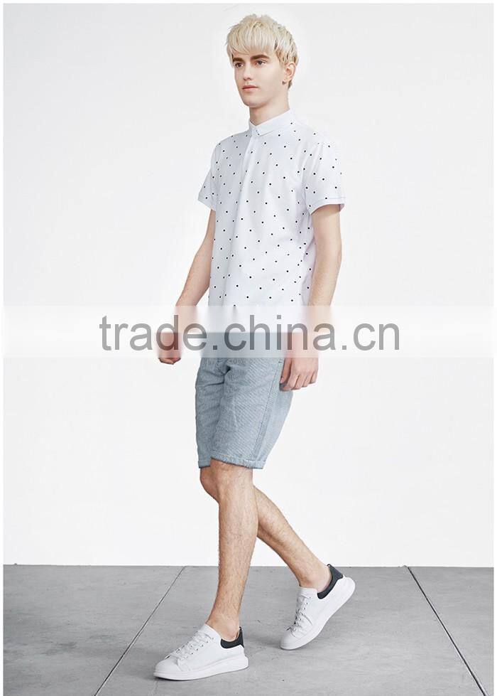 Newest casual style white printed polo shirt design
