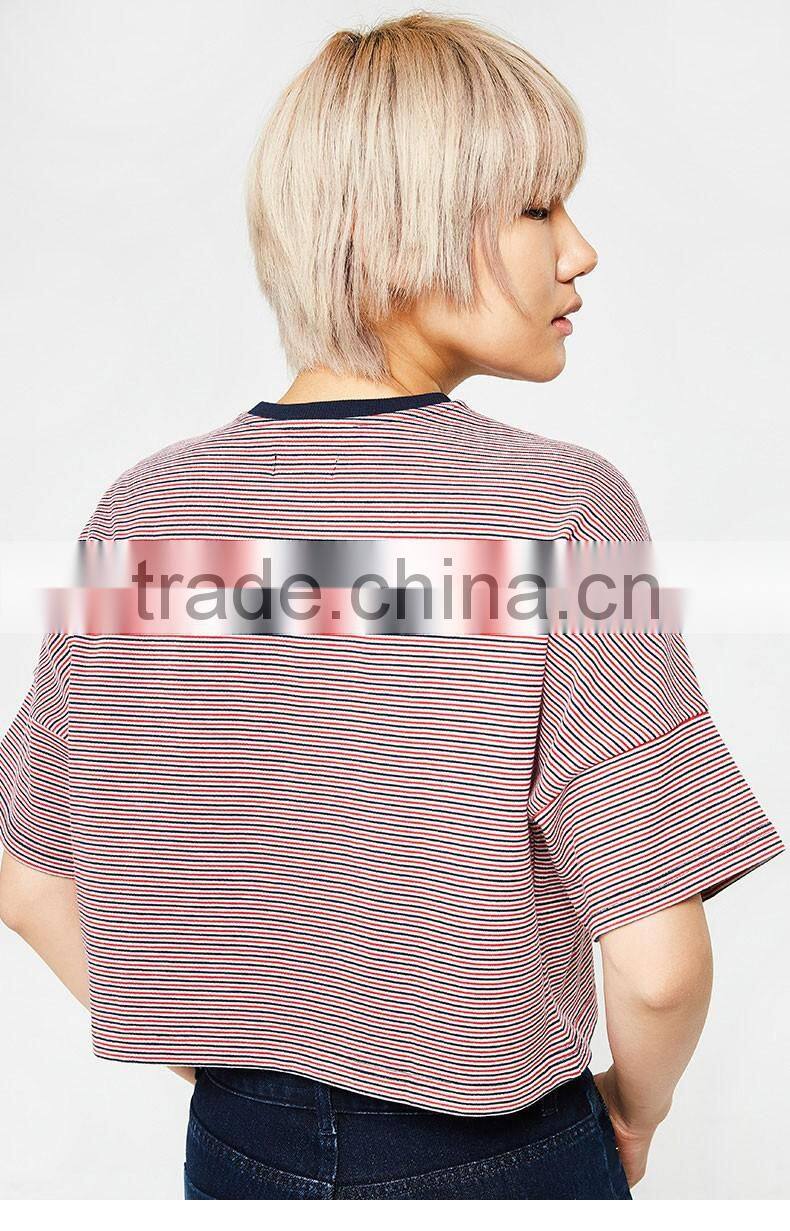 latest new model shirts crop tops women wholesale women striped t shirt