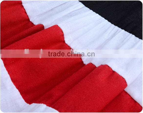 New Girls Flower Dresses Red and White Striped Princess short sleeve Dress for birthday wear SV000318