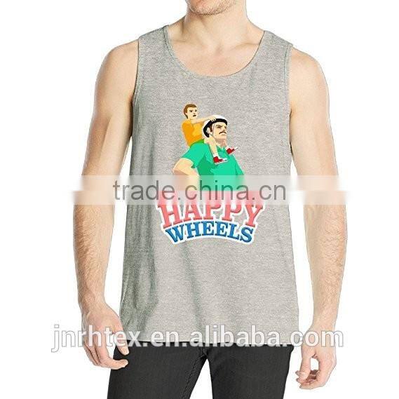 Custom mens printed cotton silk tank top
