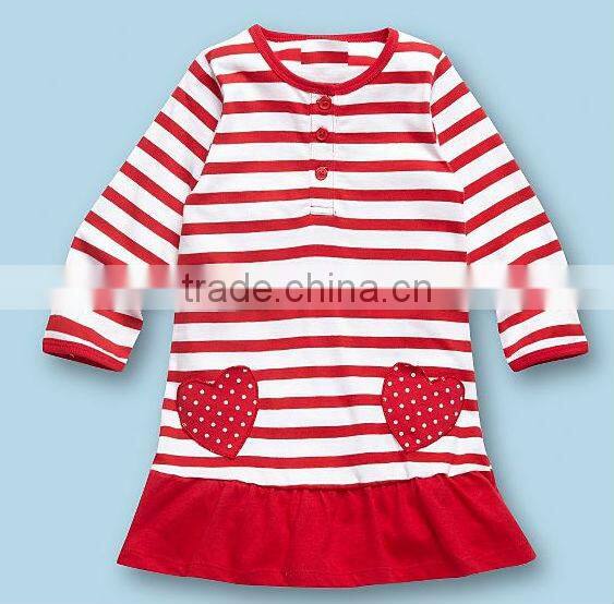 LITTLE GIRLS STRIPED LONG SLEEVE DRESS