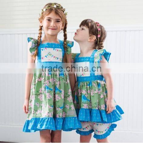 Girls Pinafore Dress Flower Printed Dress With Shorts