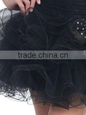 A-line Strapless Knee-length Organza Sheath Prom Dress