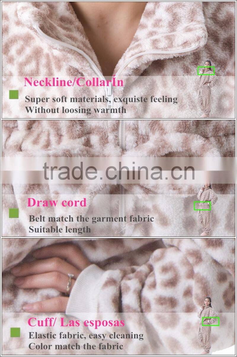 OEM Service fashion knitted printed adult coral fleece onesie