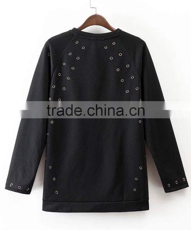 Runwaylover EY2355B Europe Style 2017 Ladies Fashion Hollow Out Pullover Hoodie