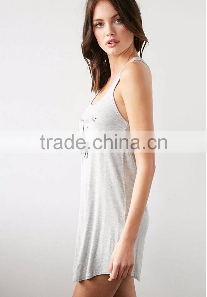 2016 Unlined sleeveless custom print racerback sleeping women dress night dress