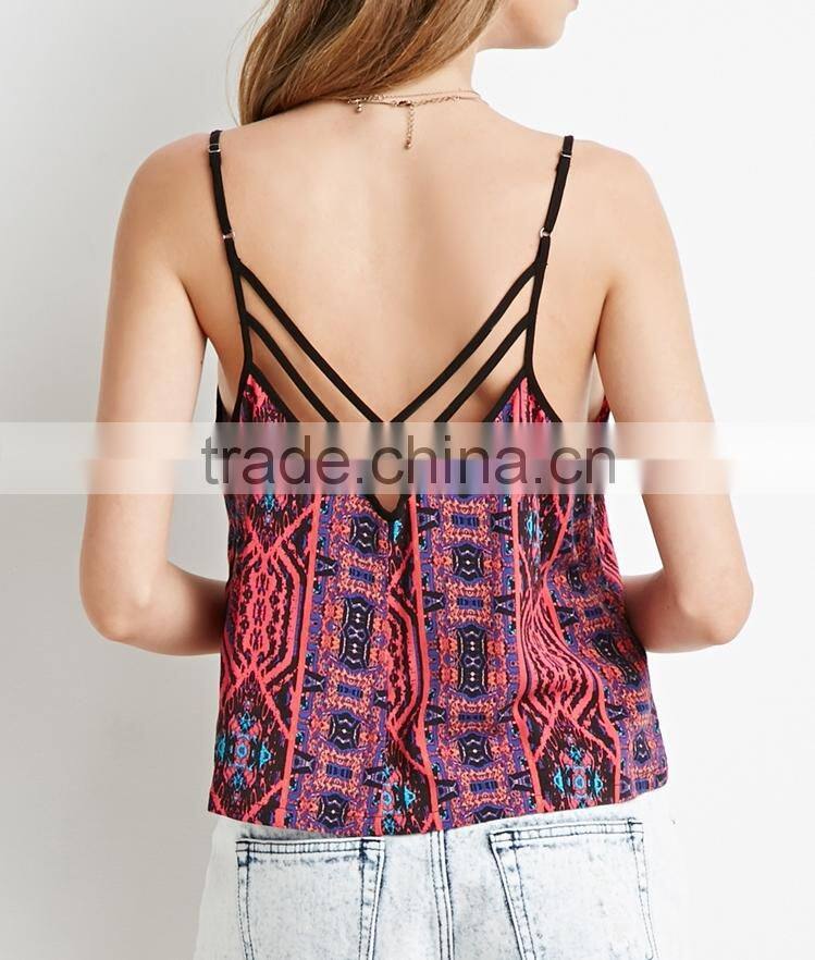 Tribal Print Strappy Cami loose crop Top clothes women summer 2015 beach wear