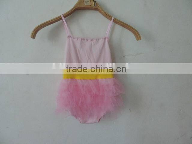 Hot children girls fashion clothing ruffle cherven romper summer vacation wholesale 2016 kids party clothes