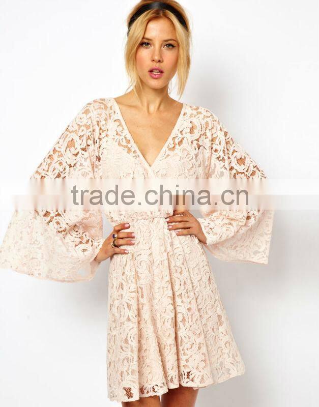 Lace Dress With Kimono Sleeve