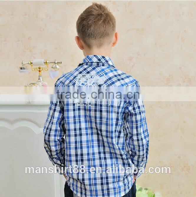 2016 two pockets long sleeve checked boys shirts