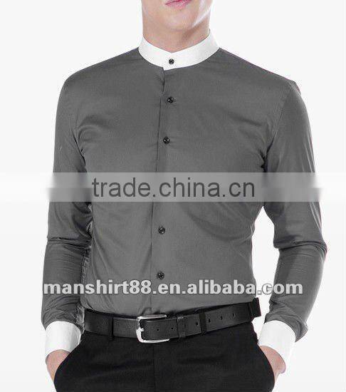 100% cotton mandarin collar slim fit white mens dress shirt