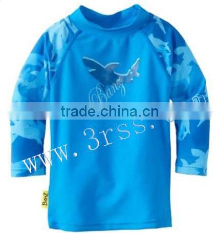 2014 blue UPF50+ rash guard for boy